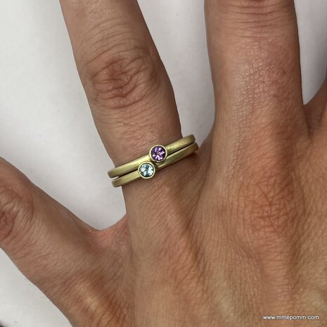 Aanschuifring 14k geelgoud | Amethyst &gt; februari