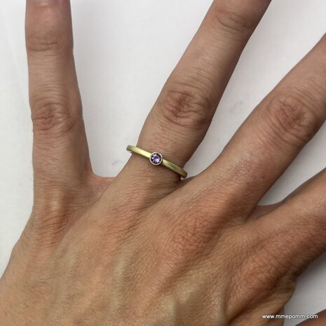 Aanschuifring 14k geelgoud | Amethyst &gt; februari