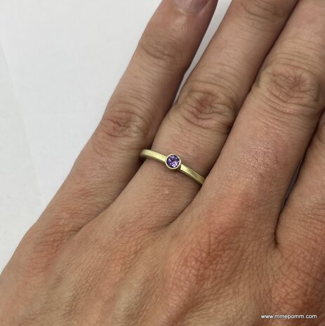 Aanschuifring 14k geelgoud | Amethyst &gt; februari